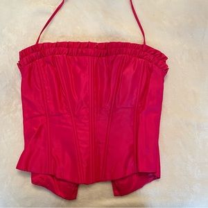 vintage blonde nites Barbie core hot pink corset crop top shirt lingerie